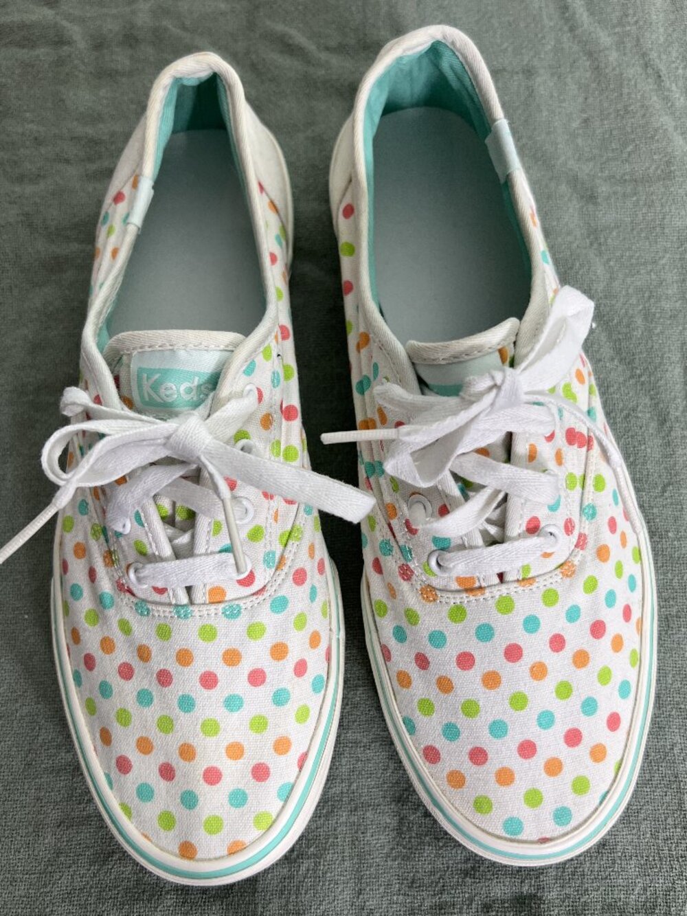 Keds Double Dutch Dot Colorful White w Polka Dot Sneakers SZ 9.0